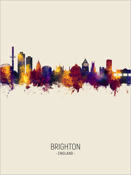 Brighton England Skyline Cityscape Poster Art Print