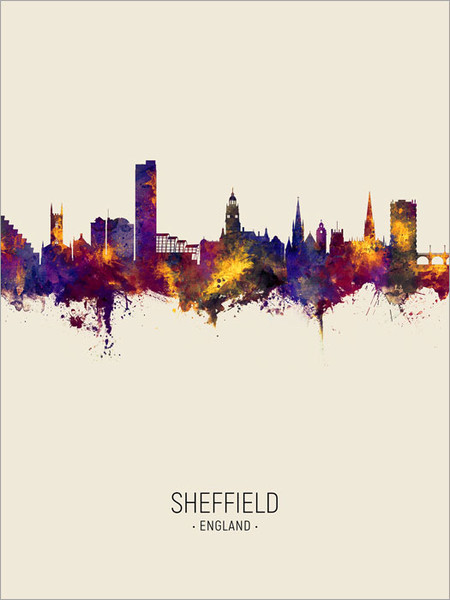 Sheffield England Skyline Cityscape Poster Art Print