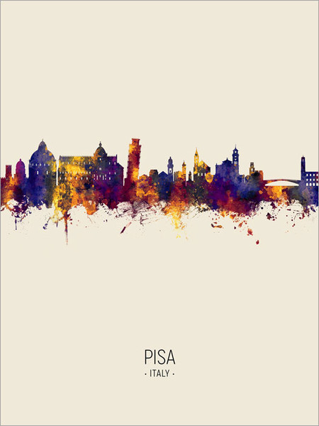 Pisa Italy Skyline Cityscape Poster Art Print