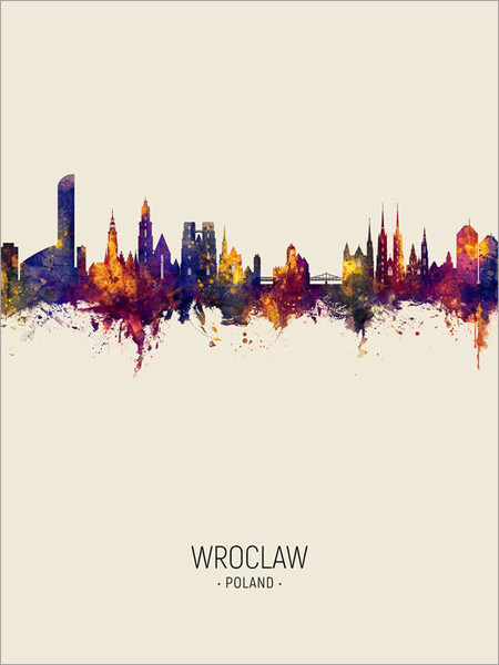 Wroclaw Poland Skyline Cityscape Poster Art Print