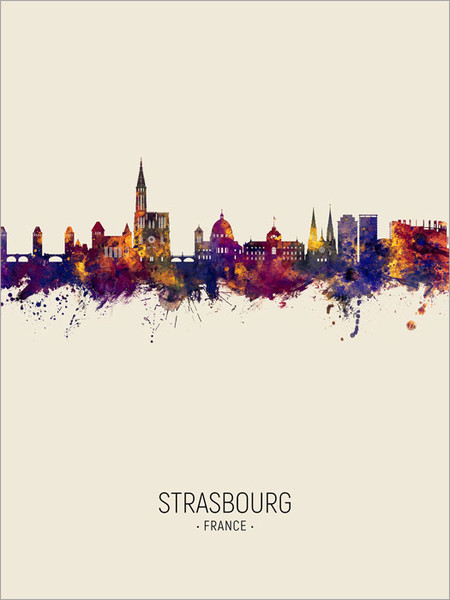 Strasbourg France Skyline Cityscape Poster Art Print