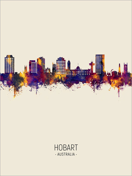 Hobart Australia Skyline Cityscape Poster Art Print