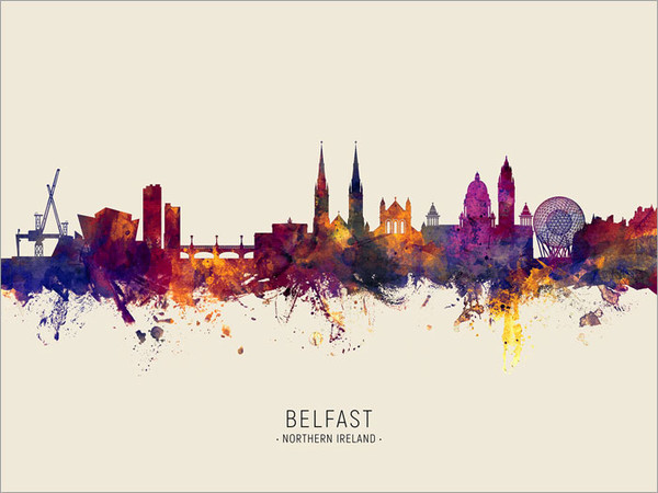 Belfast Northern Ireland Skyline Cityscape Poster Art Print