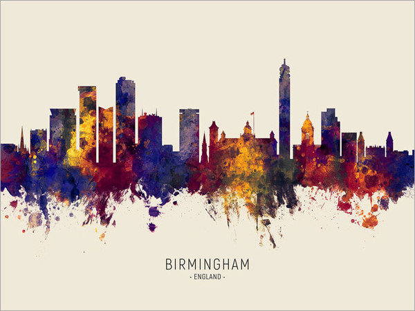 Birmingham England Skyline Cityscape Poster Art Print