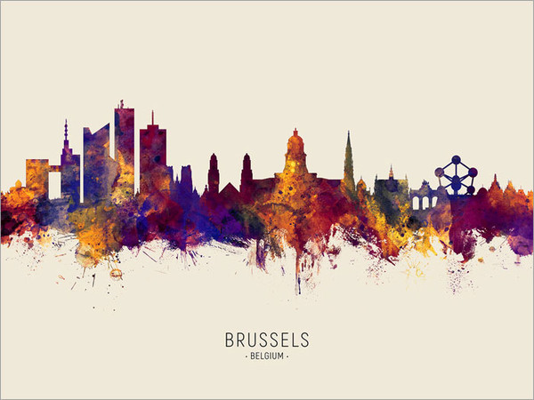 Brussels Belgium Skyline Cityscape Poster Art Print