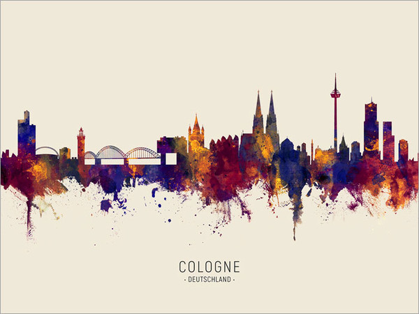 Cologne Deutschland Skyline Cityscape Poster Art Print