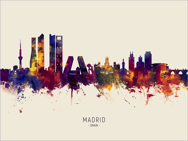 Madrid Spain Skyline Cityscape Poster Art Print
