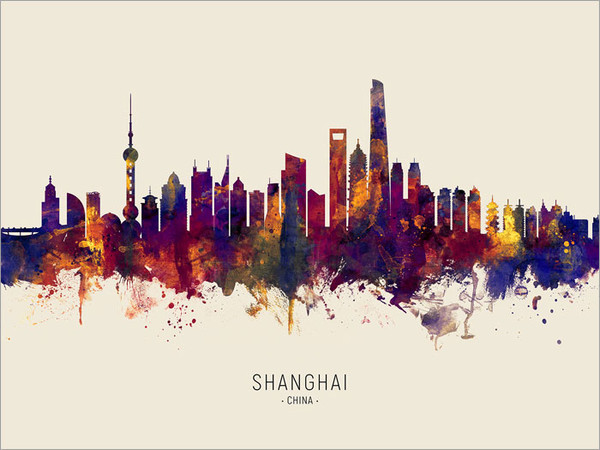 Shanghai China Skyline Cityscape Poster Art Print