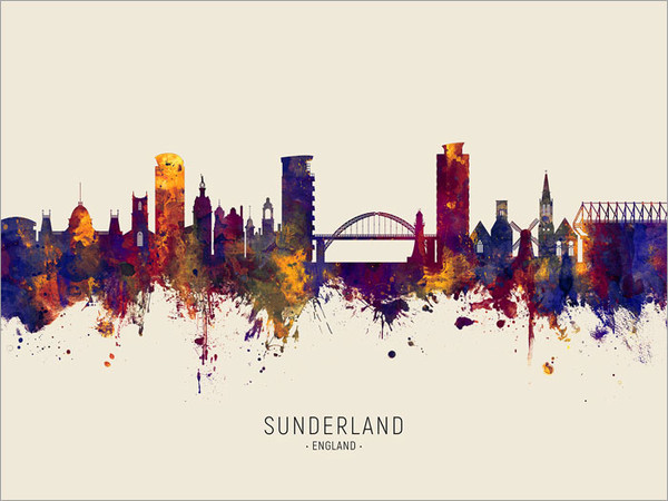 Sunderland England Skyline Cityscape Poster Art Print