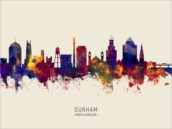 Durham North Carolina Skyline Cityscape Poster Art Print