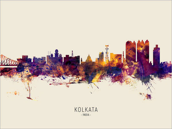 Kolkata India Skyline Cityscape Poster Art Print