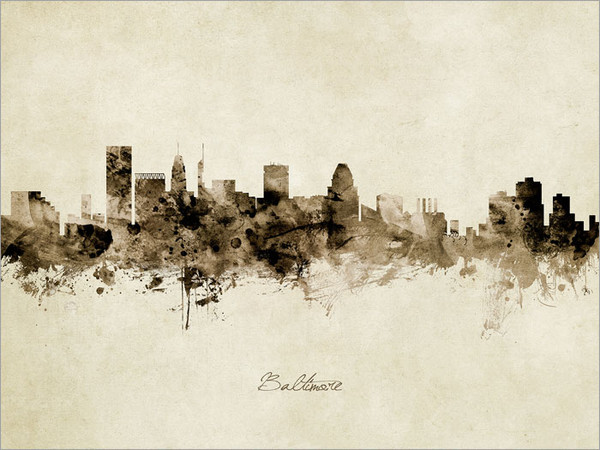 Baltimore Maryland Skyline Cityscape Poster Art Print