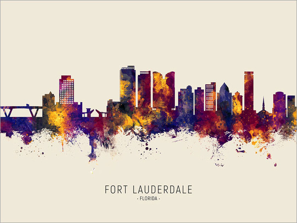 Fort Lauderdale Florida Skyline Cityscape Poster Art Print Fort Lauderdale Florida Skyline Cityscape Poster Art Print