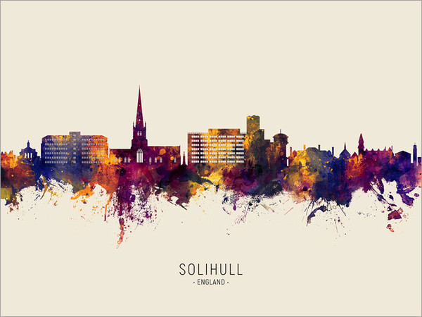 Solihull England Skyline Cityscape Poster Art Print