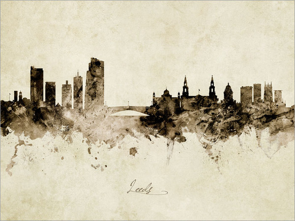 Leeds England Skyline Cityscape Poster Art Print