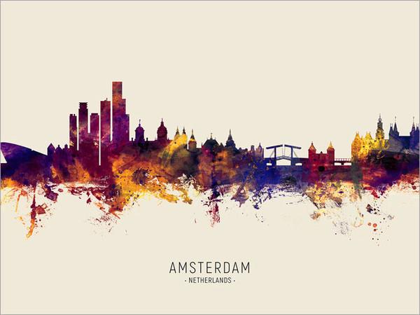 Amsterdam Netherlands Skyline Cityscape Poster Art Print