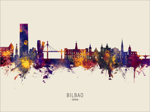 Bilbao Spain Skyline Cityscape Poster Art Print