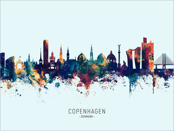 Copenhagen Denmark Skyline Cityscape Poster Art Print