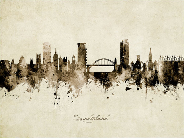 Sunderland England Skyline Cityscape Poster Art Print