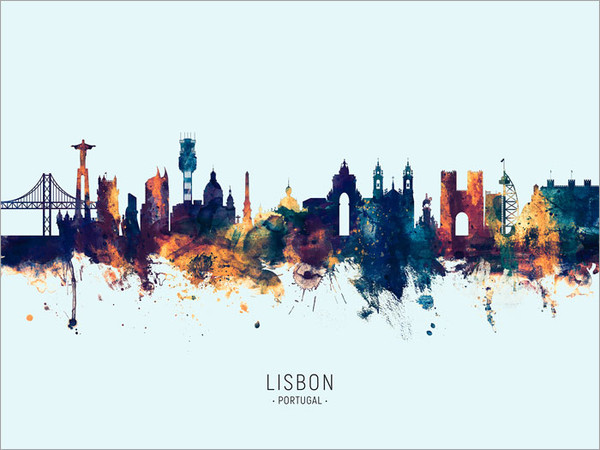 Lisbon Portugal Skyline Cityscape Poster Art Print