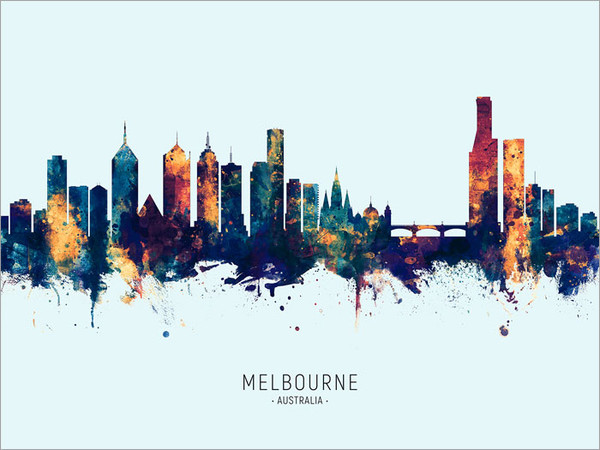 Melbourne Australia Skyline Cityscape Poster Art Print