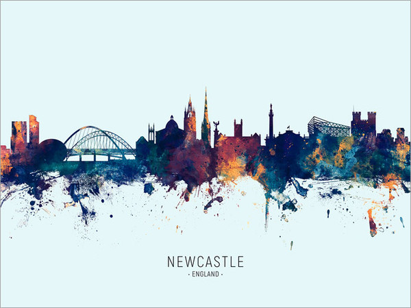 Newcastle England Skyline Cityscape Poster Art Print