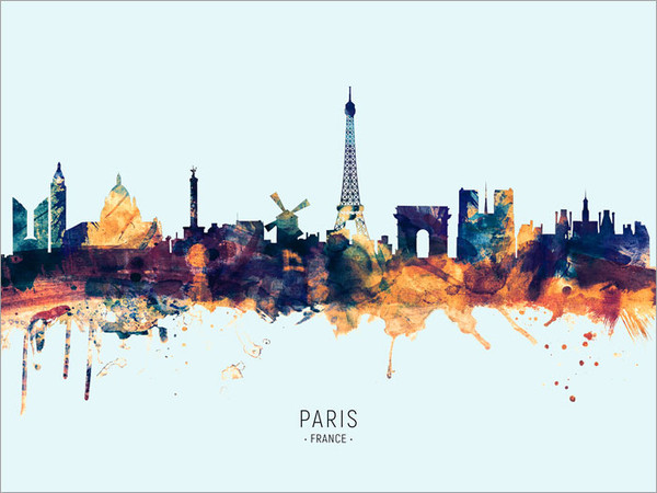 Paris France Skyline Cityscape Poster Art Print