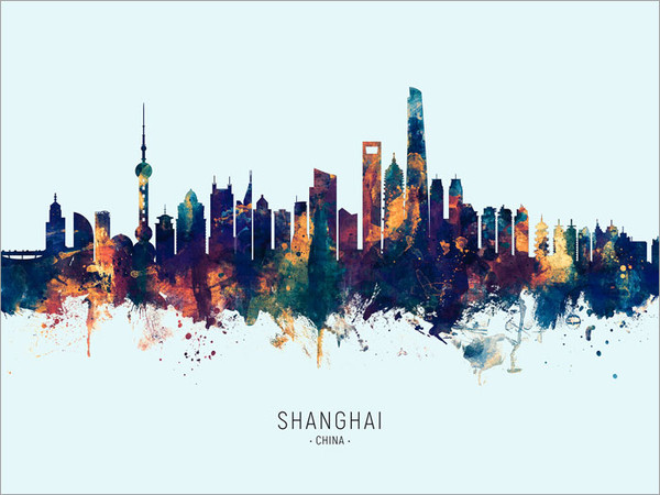 Shanghai China Skyline Cityscape Poster Art Print