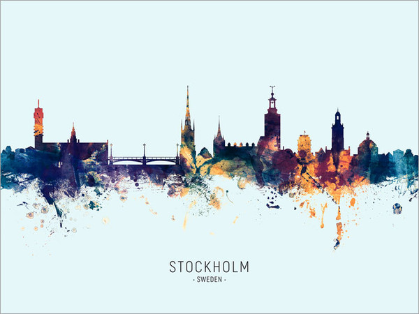 Stockholm Sweden Skyline Cityscape Poster Art Print