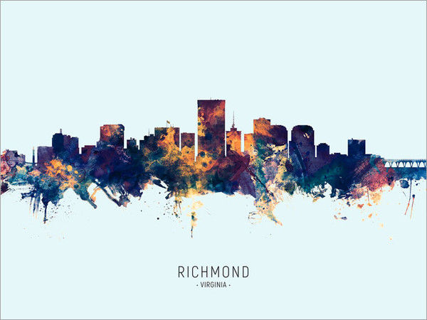 Richmond Virginia Skyline Cityscape Poster Art Print