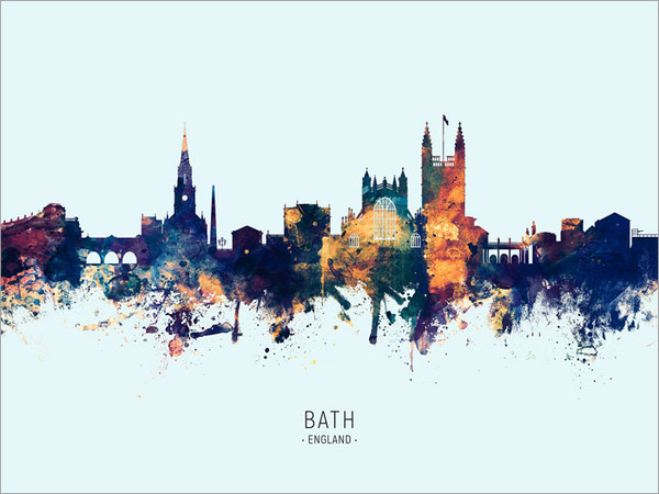 Bath England Skyline Cityscape Poster Art Print