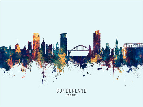 Sunderland England Skyline Cityscape Poster Art Print