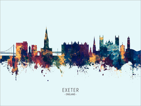 Exeter England Skyline Cityscape Poster Art Print