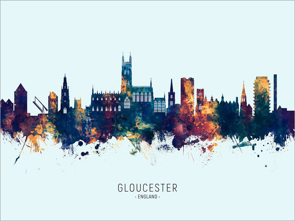 Gloucester England Skyline Cityscape Poster Art Print Gloucester England Skyline Cityscape Poster Art Print