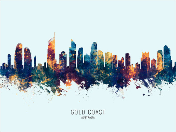 Gold Coast Australia Skyline Cityscape Poster Art Print