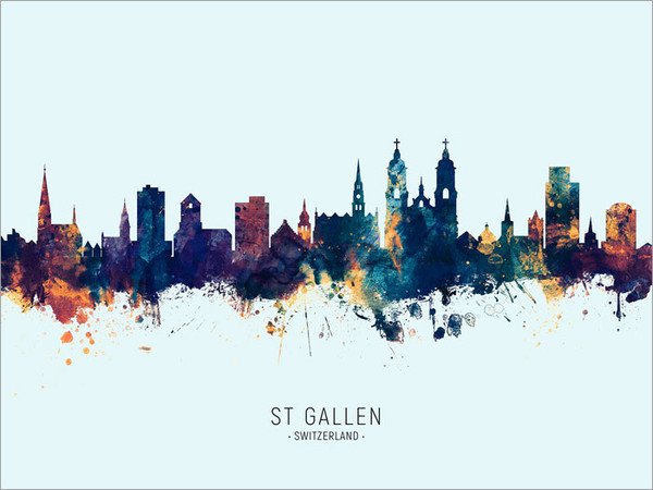 St Gallen Switzerland Skyline Cityscape Poster Art Print