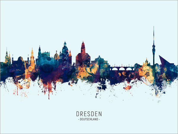 Dresden Deutschland Skyline Cityscape Poster Art Print