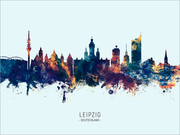 Leipzig Deutschland Skyline Cityscape Poster Art Print
