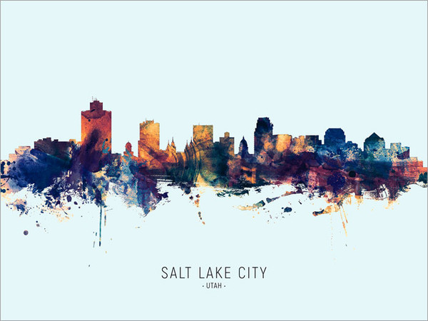 Salt Lake City Utah Skyline Cityscape Poster Art Print