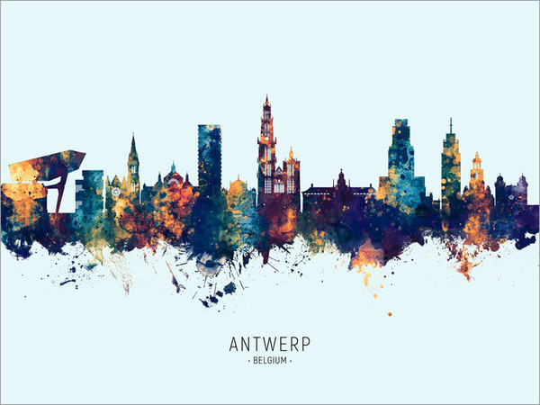 Antwerp Belgium Skyline Cityscape Poster Art Print