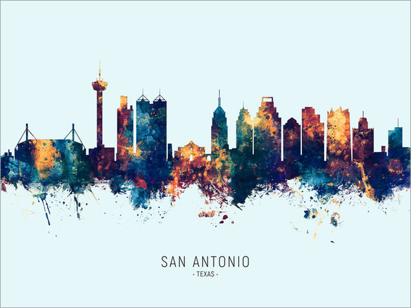 San Antonio Texas Skyline Cityscape Poster Art Print