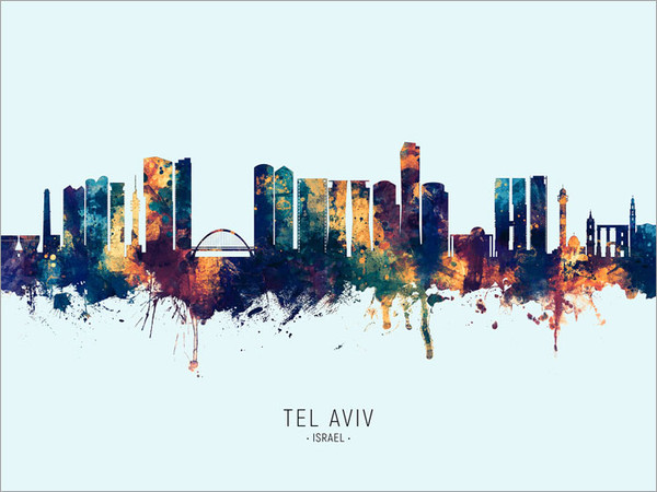 Tel Aviv Israel Skyline Cityscape Poster Art Print