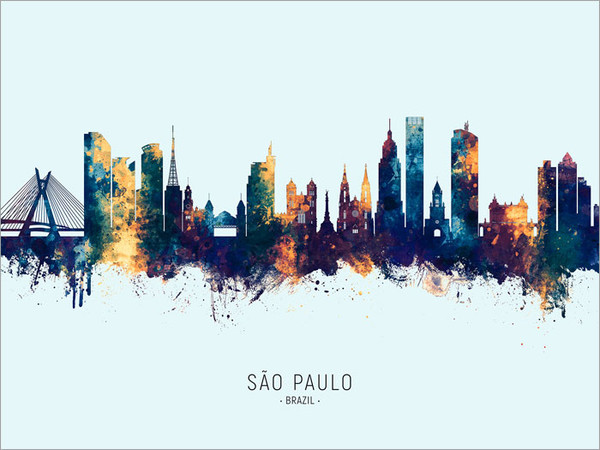 São Paulo Brazil Skyline Cityscape Poster Art Print