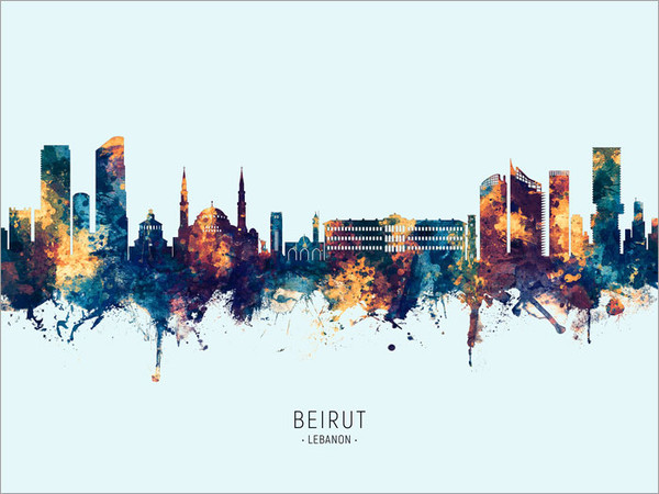 Beirut Lebanon Skyline Cityscape Poster Art Print