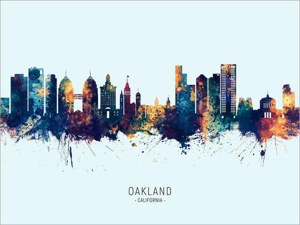 Oakland California Skyline Cityscape Poster Art Print