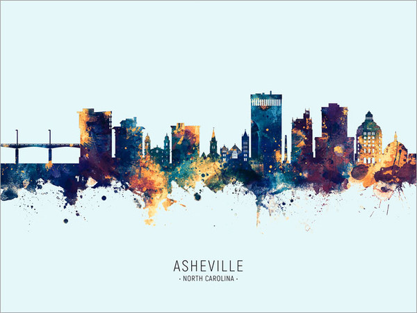 Asheville North Carolina Skyline Cityscape Poster Art Print