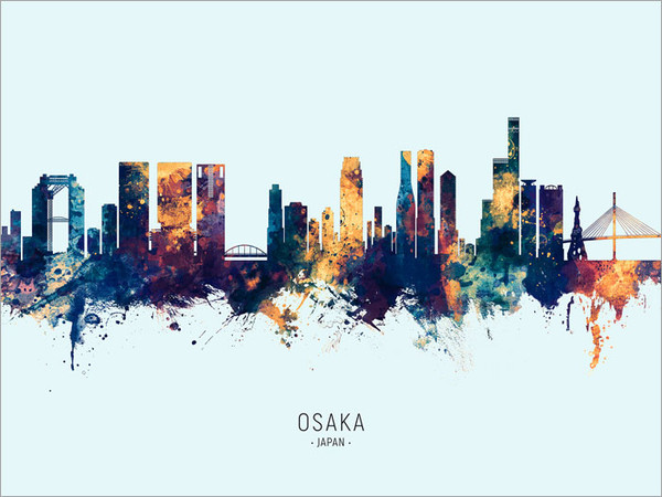 Osaka Japan Skyline Cityscape Poster Art Print