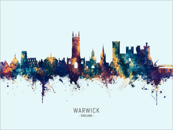 Warwick England Skyline Cityscape Poster Art Print