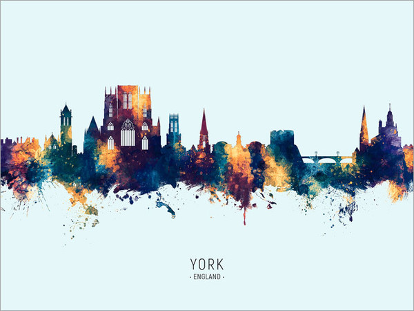 York England Skyline Cityscape Poster Art Print