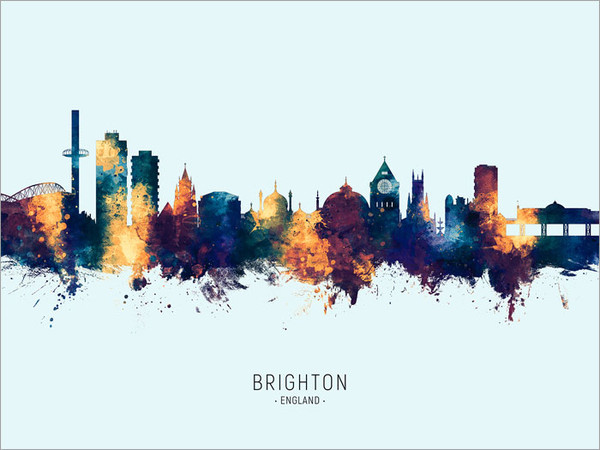 Brighton England Skyline Cityscape Poster Art Print